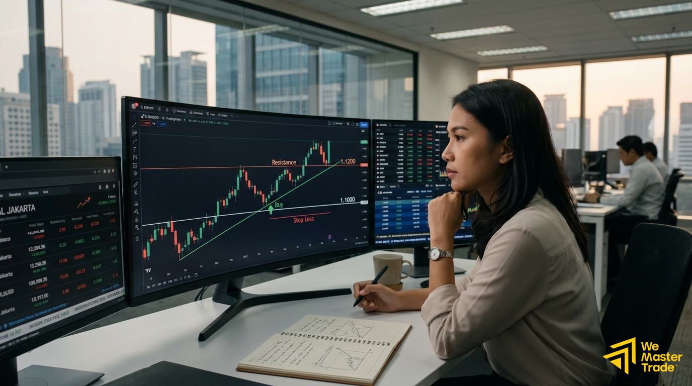 Cara membaca grafik akan lebih mudah saat trader memahami trend, support, dan resistance untuk menentukan entry serta stop loss dengan lebih terukur.