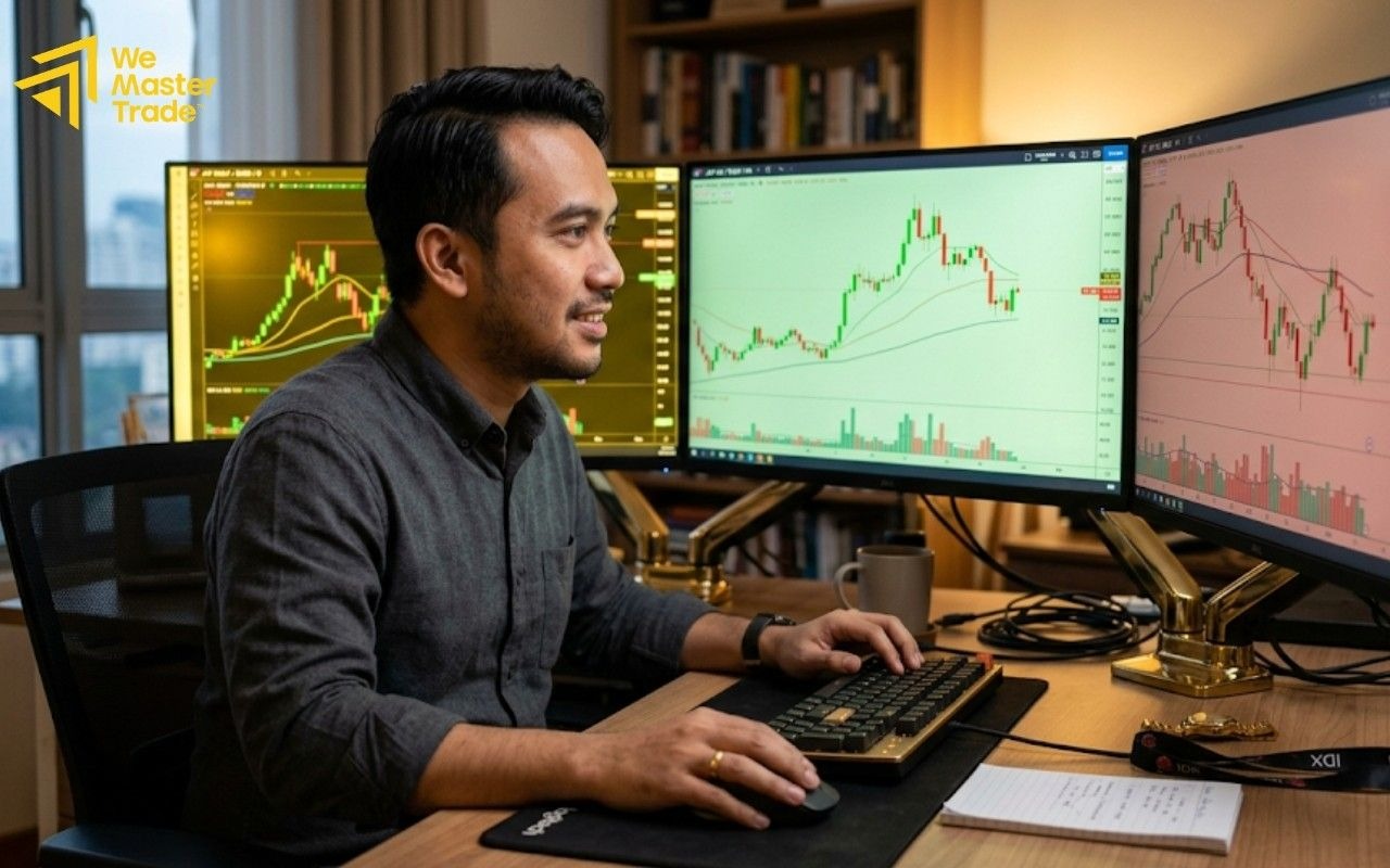 Cara membaca grafik multi timeframe membantu trader lebih fokus melihat tren, zona entry, dan konfirmasi sebelum eksekusi posisi.