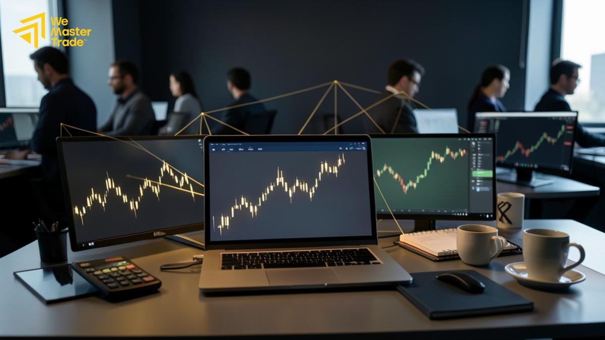 Trader pemula mencatat evaluasi entry dan exit dalam jurnal trading untuk belajar scalping