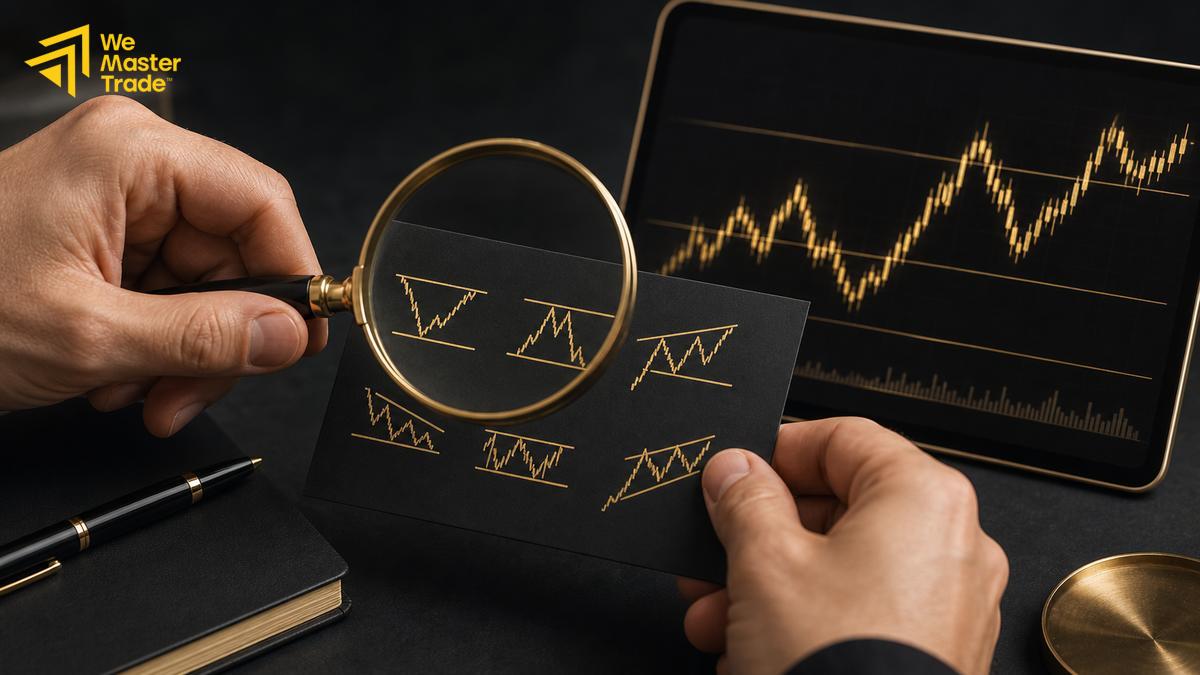ការបែងចែក Forex Chart Patterns ជា reversal, continuation និង bilateral patterns នៅលើ price chart