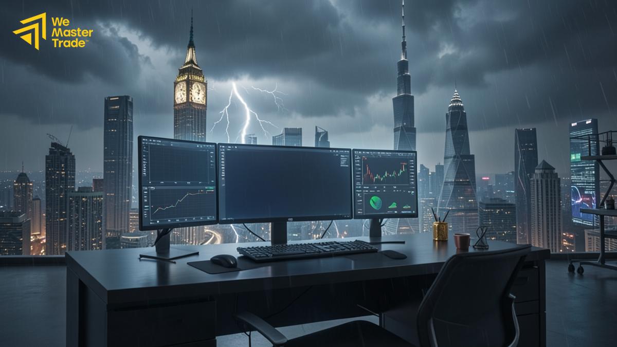 គំនូសបង្ហាញកម្រិត Stop Loss និង Take Profit លើ chart តម្លៃ Forex