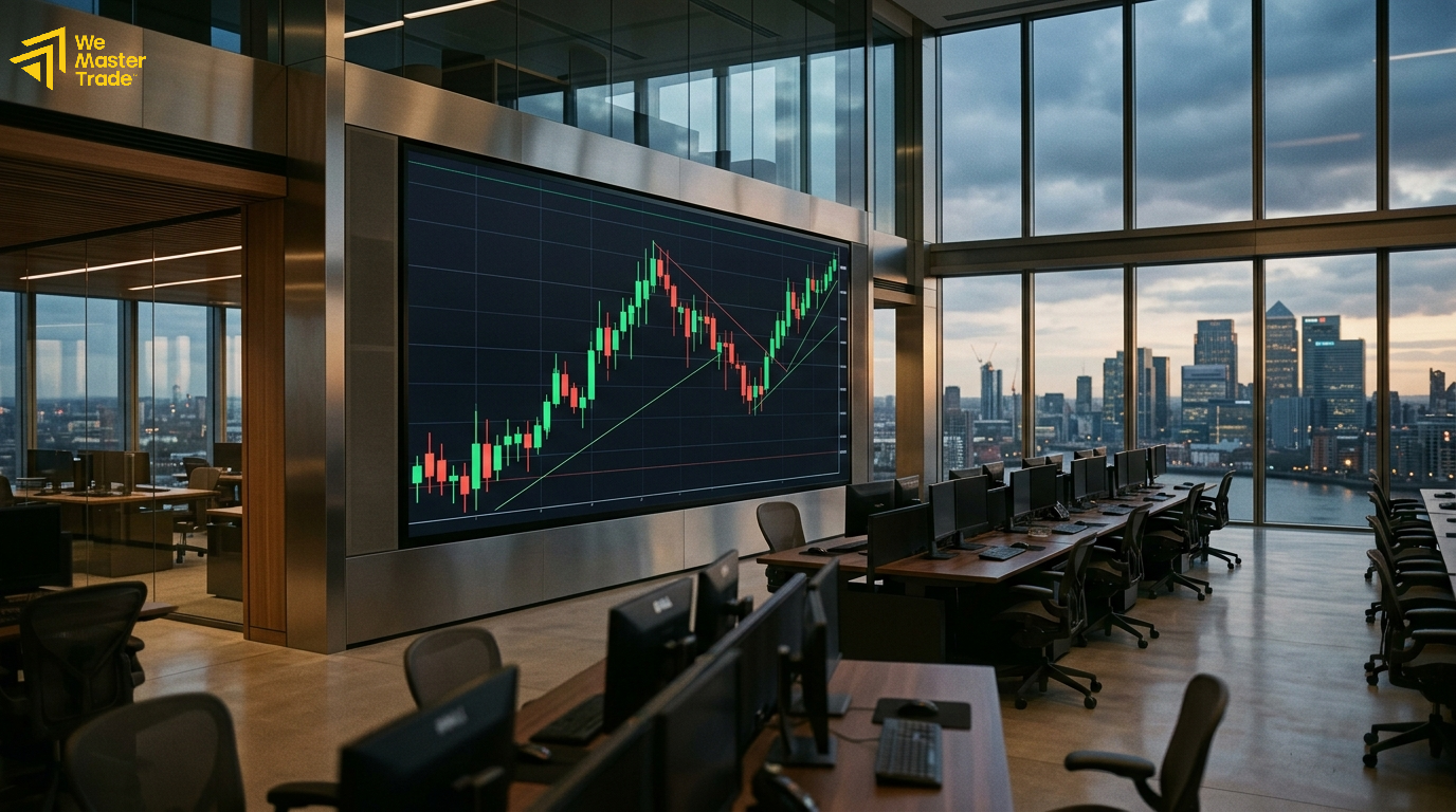 Ilustrasi grafik candlestick forex yang menampilkan candle bullish dan bearish dalam pergerakan harga