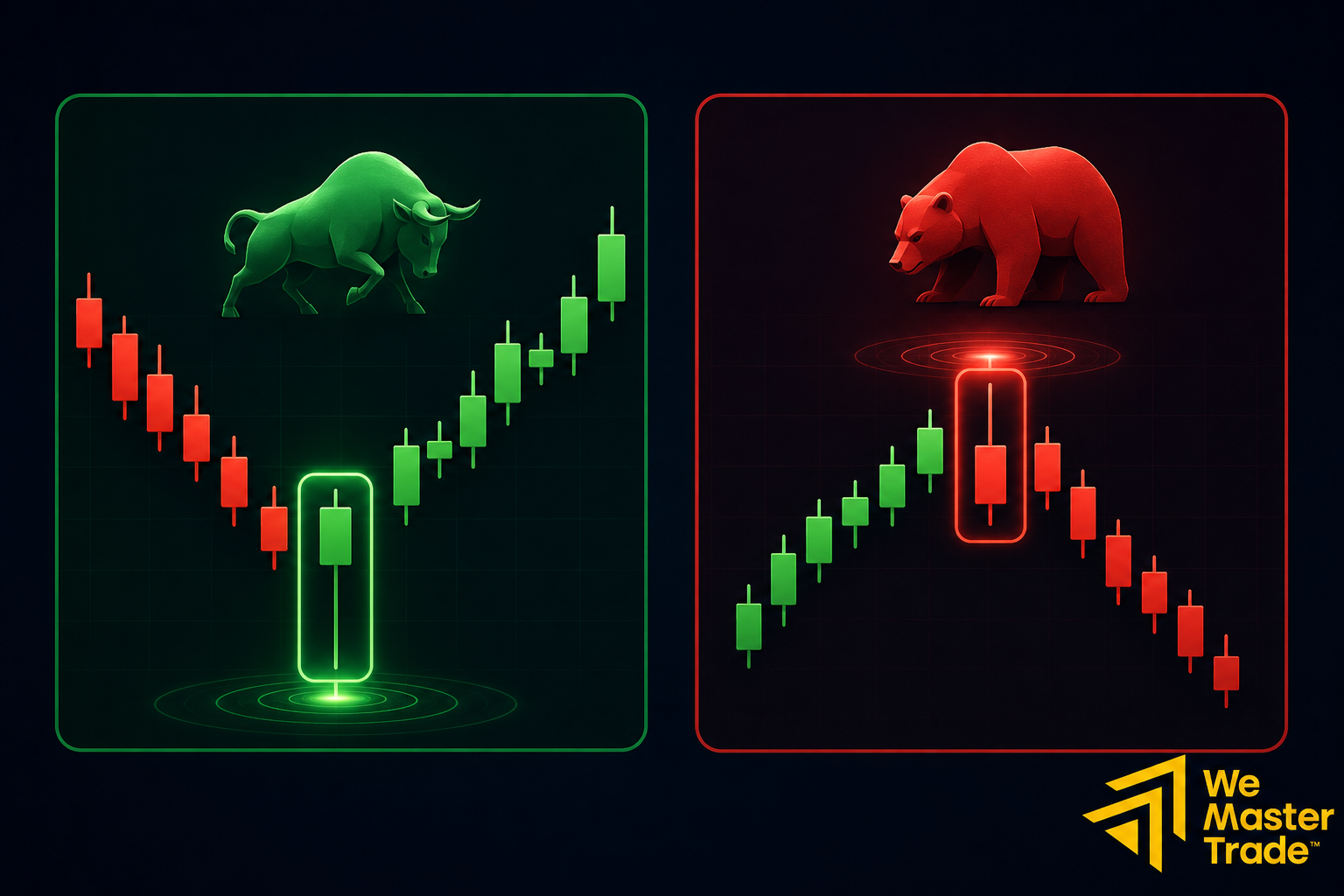 Pin Bar কী? নতুন ট্রেডারদের জন্য সম্পূর্ণ গাইড 2 Bullish Pin Bar - Bearish Pin Bar