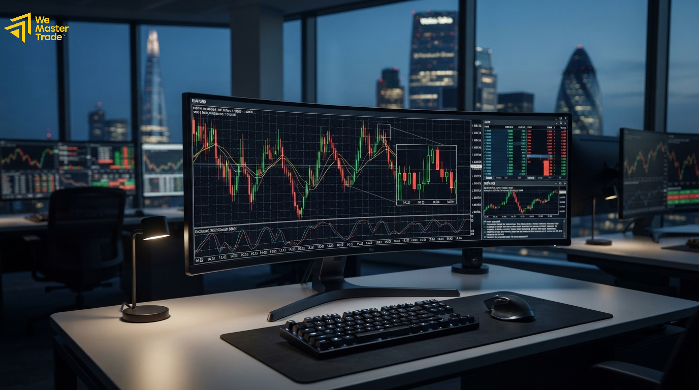 Ilustrasi pergerakan harga kecil pada chart forex yang menjadi fokus strategi scalping
