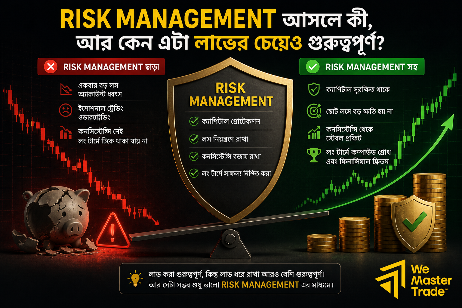Risk Management in Trading: আপনার ক্যাপিটাল বাঁচানোর সম্পূর্ণ গাইড 1 Risk Management আসলে কী, আর কেন এটা লাভের চেয়েও গুরুত্বপূর্ণ?