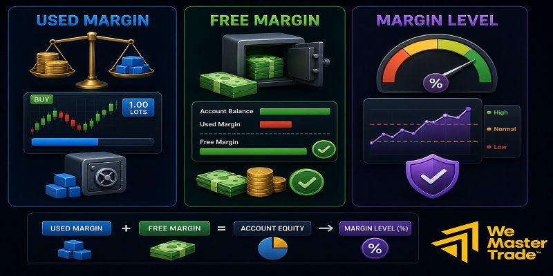 Used Margin, Free Margin এবং Margin Level-এর মধ্যে পার্থক্য কী?