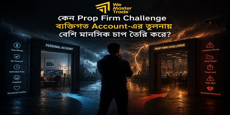 Trader psychology : কেন Strategy জানলেও অনেক Trader ধারাবাহিকভাবে ক্ষতিগ্রস্ত হয়? 2 কেন Prop Firm Challenge ব্যক্তিগত Account-এর তুলনায় বেশি মানসিক চাপ তৈরি করে?