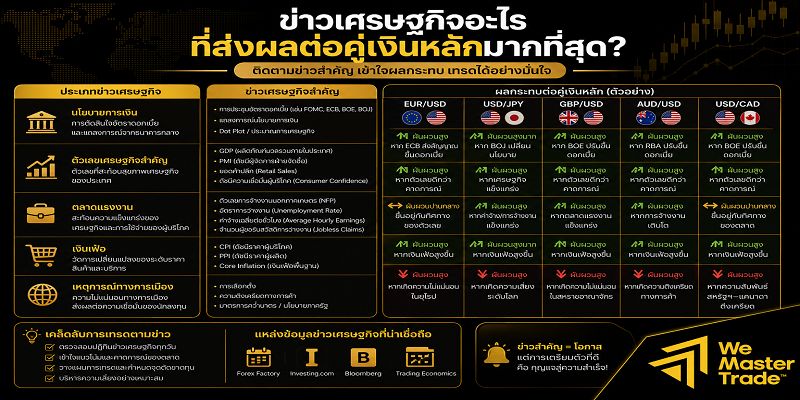 คู่หลัก Forex (Major Currency Pairs) คืออะไร? คู่เงินไหนเหมาะสำหรับมือใหม่ที่สุด 4 ข่าวเศรษฐกิจอะไรที่ส่งผลต่อคู่เงินหลักมากที่สุด?