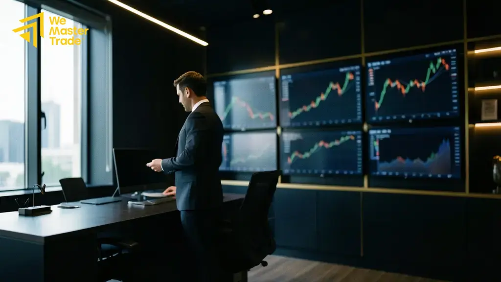 Forex Prop Firm: Pengertian, Cara Kerja, dan Cara Memilih 1 Trader menganalisis chart forex sebelum mengikuti evaluasi prop firm
