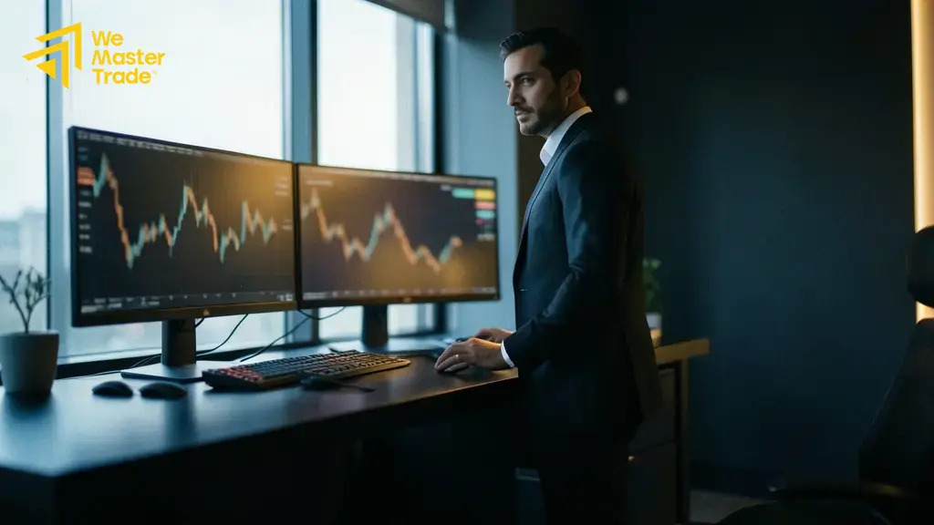 Cara Daftar Prop Firm untuk Trader Pemula 3 Trader mengevaluasi aturan prop firm sebelum membuat akun funded