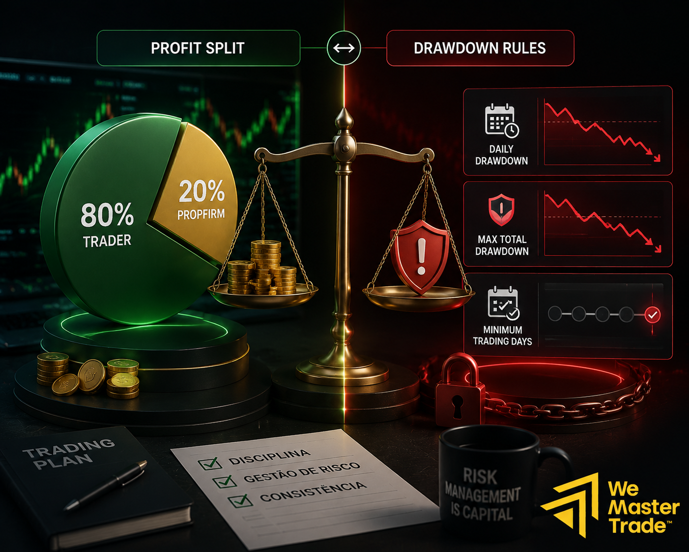 Trader Financiado: O Que É e Como Saber se É Confiável 2 Como Funciona o Profit Split e as Regras de Drawdown