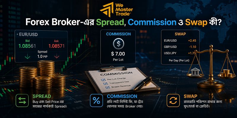 Forex Broker: বাংলাদেশে সঠিক ব্রোকার কীভাবে বেছে নেবেন 3 Forex Broker-এর Spread, Commission ও Swap কী?