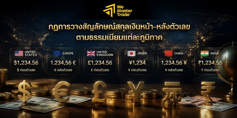 สัญลักษณ์สกุลเงินโลก: รวมทุกสกุลเงินที่ควรรู้ 1 กฎการวางสัญลักษณ์สกุลเงินหน้า-หลังตัวเลข ตามธรรมเนียมแต่ละภูมิภาค