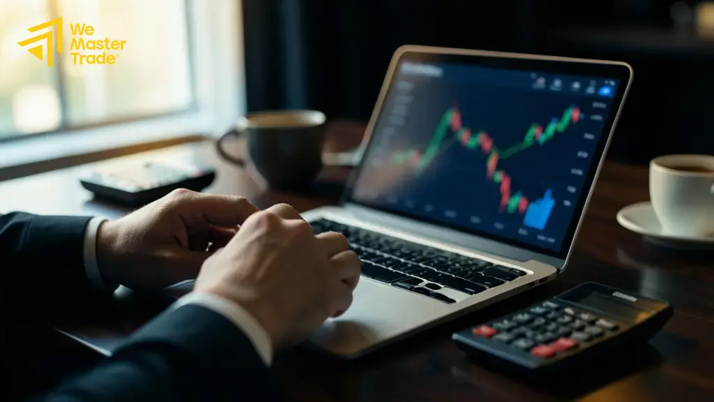 Ilustrasi harga dan garis indikator moving average pada grafik