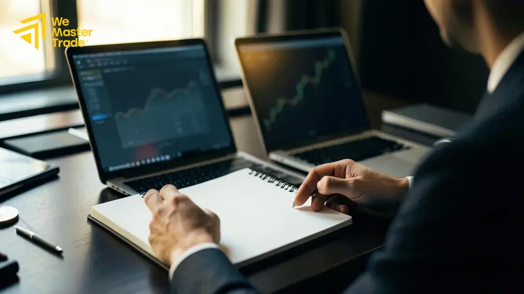 Grafik harga dengan persilangan garis EMA periode pendek dan panjang