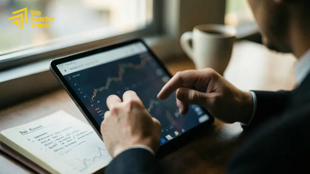 Contoh penerapan Fibonacci retracement pada grafik tren
